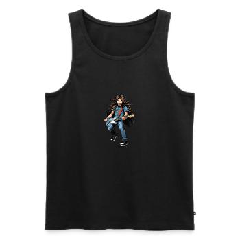 Caricature de guitariste 1 - Débardeur bio Premium Homme - noir - Devant - AI Model Male 178 light (178cm)