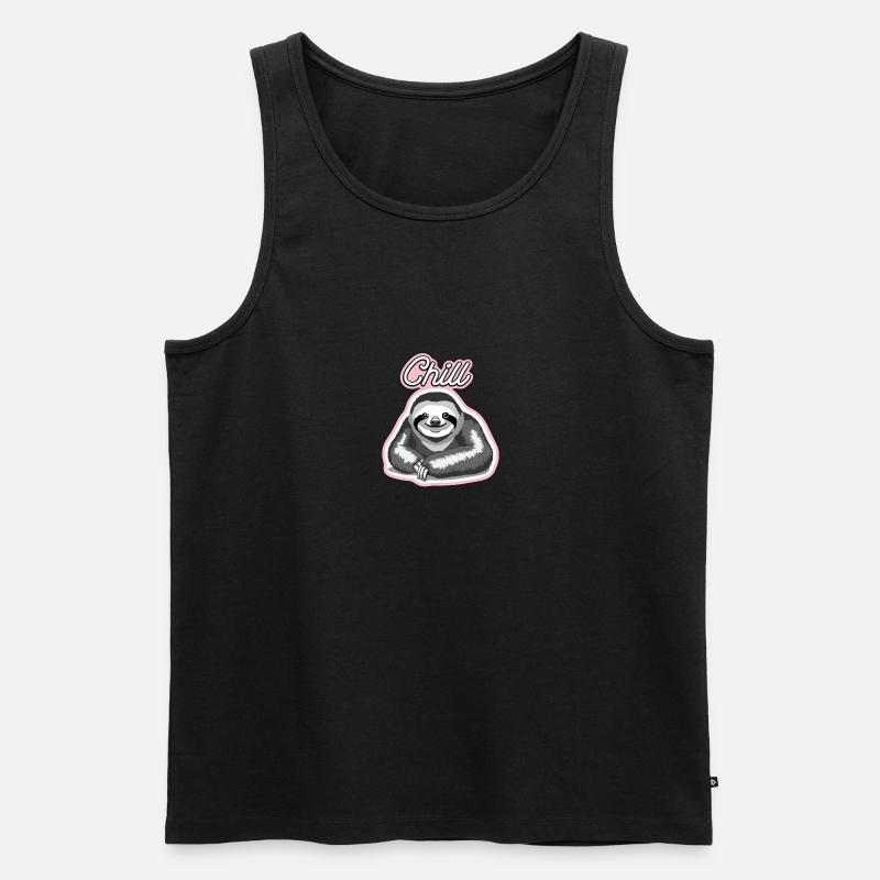 Faultier Chill - Männer Premium Bio Tank Top - Schwarz