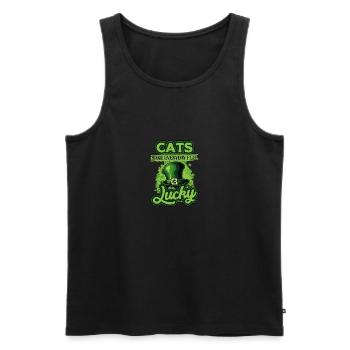 Katzen sorgen jeden Tag für ein glückliches Gefühl St. Patricks Day - Männer Premium Bio Tank Top - Schwarz - Vorne - Michal (187cm)