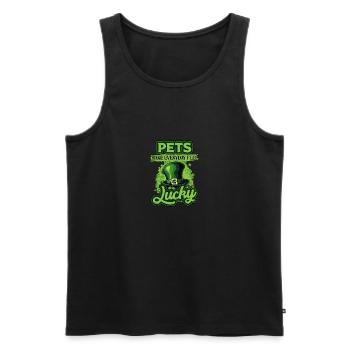 St Patricks Day Pets Make Everyday Feel Lucky - Men's Premium Organic Tank Top - black - Front - AI Model Male 178 light (178cm)
