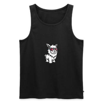 Alpaka Llama Cool Tier - Männer Premium Bio Tank Top - Schwarz - Vorne - Michal (187cm)