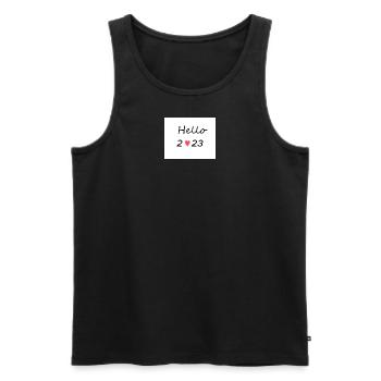 Hello 2023 - Männer Premium Bio Tank Top - Schwarz - Vorne - Michal (187cm)