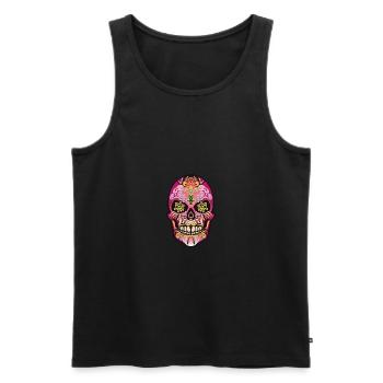 tete de mort mexicaine mexique - Débardeur bio Premium Homme - noir - Devant - AI Model Male 178 light (178cm)