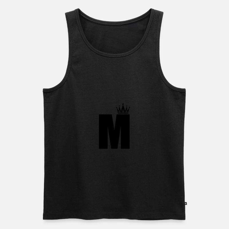buchstabe M Krone - Männer Premium Bio Tank Top - Schwarz