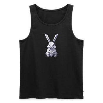 Lapin en origami - Débardeur bio Premium Homme - noir - Devant - Michal (187cm)