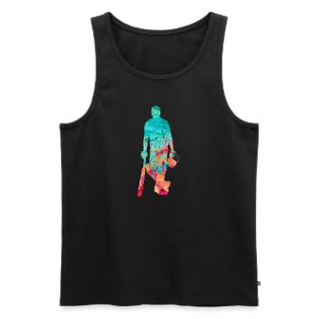 Joueurs de cricket à Popart - Débardeur bio Premium Homme - noir - Devant - Michal (187cm)