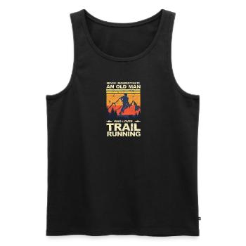 Trail Runner Running Jogging Jogger I Gift - Men's Premium Organic Tank Top - black - Front - AI Model Male 178 light (178cm)