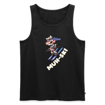 MUH SKI Skifahrende Kuh lustiger Spruch Skifahren - Männer Premium Bio Tank Top - Schwarz - Vorne - Michal (187cm)