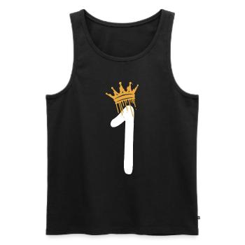 1 - Men's Premium Organic Tank Top - black - Front - AI Model Male 178 light (178cm)