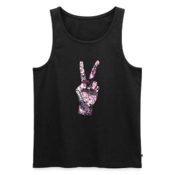 Peace Zeichen Manga Comic Stil - Männer Premium Bio Tank Top - Schwarz - Vorne - AI Model Male 178 light (178cm)