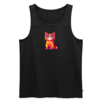 Katze - Männer Premium Bio Tank Top - Schwarz - Vorne - Michal (187cm)