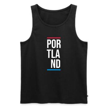 Portland USA City Vertical Wordmark - Men's Premium Organic Tank Top - black - Front - AI Model Male 178 light (178cm)