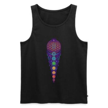 Méditation de spiritualité Géométrie sacrée - Débardeur bio Premium Homme - noir - Devant - Michal (187cm)