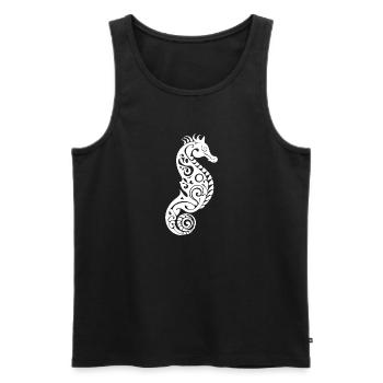 Süsses Kleines Vintage Tattoo Seepferdchen - Männer Premium Bio Tank Top - Schwarz - Vorne - Michal (187cm)