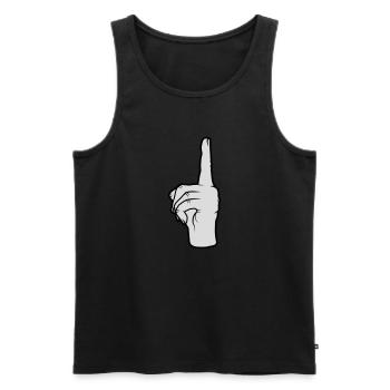 Finger points up - Men's Premium Organic Tank Top - black - Front - AI Model Male 178 light (178cm)