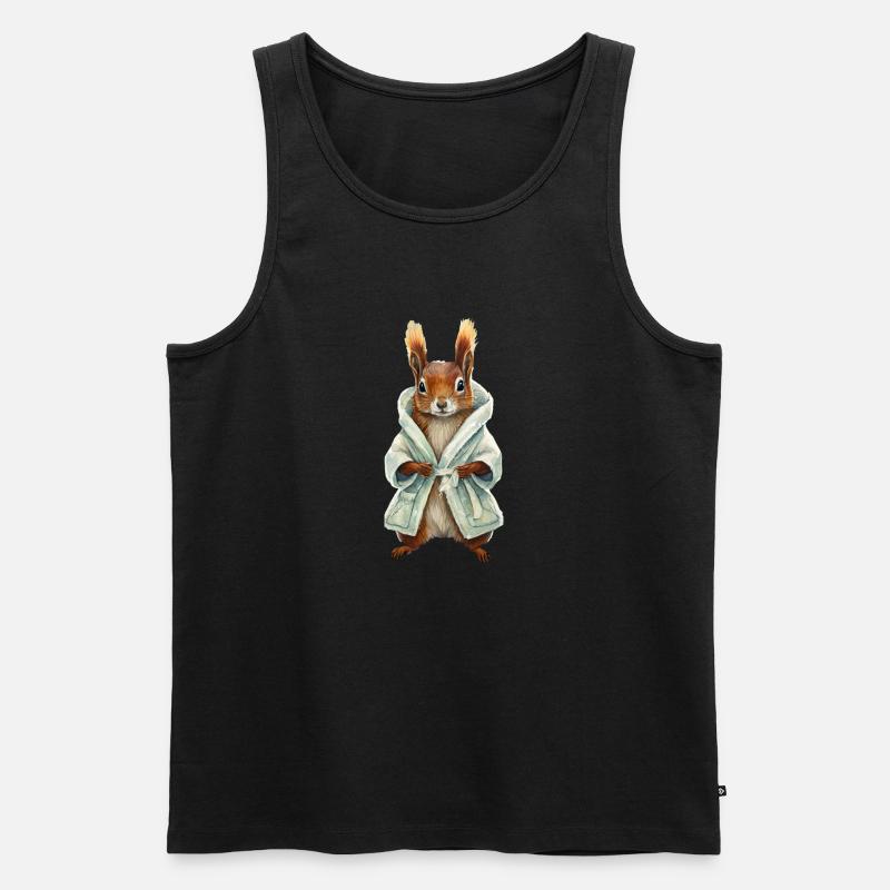 Eichhörnchen im Bademantel - Männer Premium Bio Tank Top - Schwarz