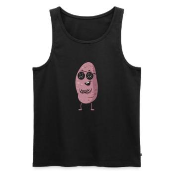 Légumes-racines de patates douces - Débardeur bio Premium Homme - noir - Devant - Michal (187cm)