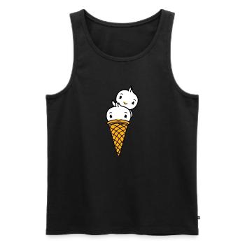 Oiseaux Cream Waffle Cream Scoops Cream Cornet - Débardeur bio Premium Homme - noir - Devant - Michal (187cm)