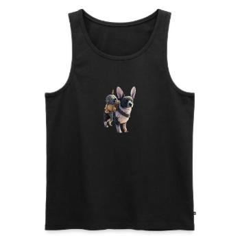 Cute dog with cuddly toy - Men's Premium Organic Tank Top - black - Front - Michal (187cm)