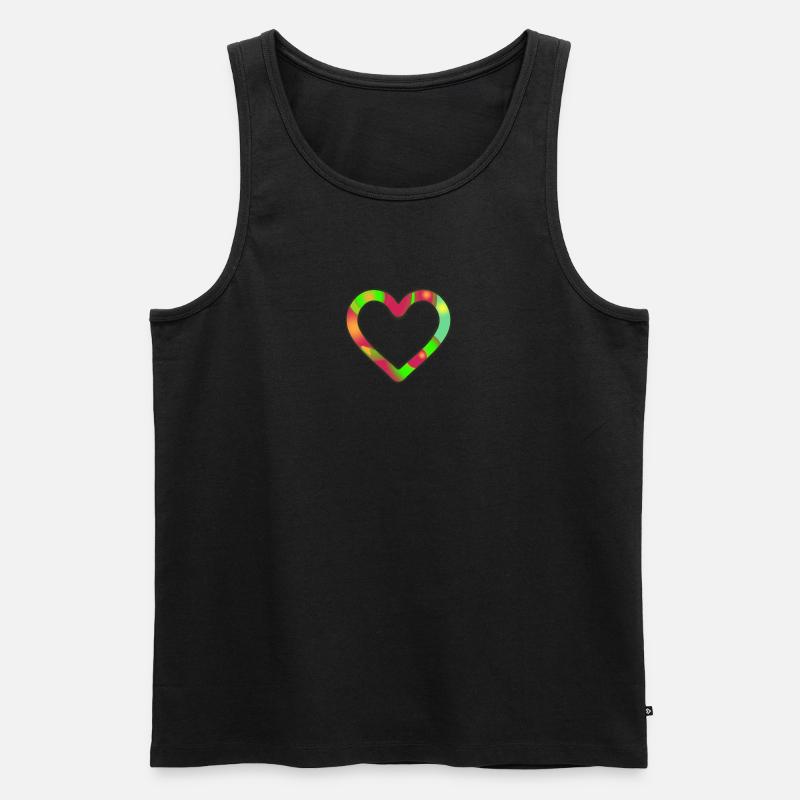 Herz neon - Männer Premium Bio Tank Top - Schwarz