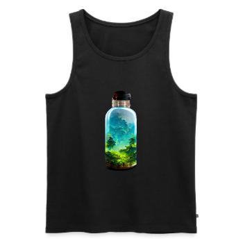 Flasche mit einem Wald - Männer Premium Bio Tank Top - Schwarz - Vorne - AI Model Male 178 light (178cm)