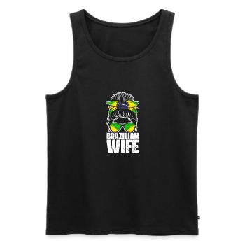 Brazilian Wife Messy Bun Cool Brazil Pride - Men's Premium Organic Tank Top - black - Front - Michal (187cm)