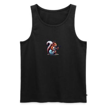 Squirrel Playing Electric Guitar Rock Music - Men's Premium Organic Tank Top - black - Front - Michal (187cm)