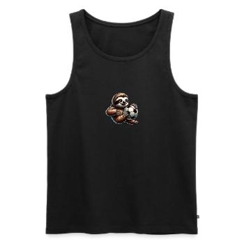 Conception mignonne de joueur de football paresseux - Débardeur bio Premium Homme - noir - Devant - AI Model Male 178 light (178cm)