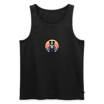 Cool Border Collie Plays Drums In Band - Men's Premium Organic Tank Top - black - Front - Michal (187cm)