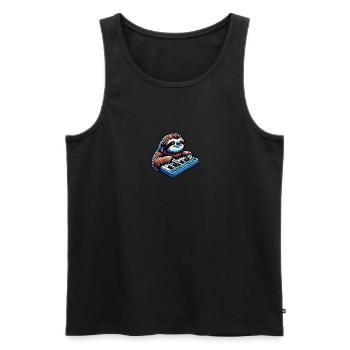 Joueur de synthétiseur paresseux détendu - Débardeur bio Premium Homme - noir - Devant - AI Model Male 178 light (178cm)