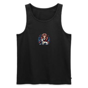 Vêtements chrétiens Lion et Agneau - Débardeur bio Premium Homme - noir - Devant - Michal (187cm)
