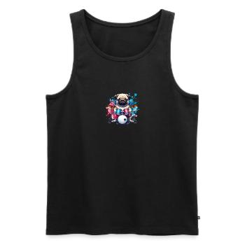 Cool Pug Drummer Design - Men's Premium Organic Tank Top - black - Front - Michal (187cm)