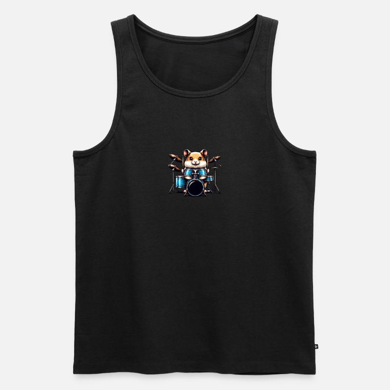Hamster Drummer Rockt Mit Drumsticks - Männer Premium Bio Tank Top - undefined