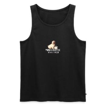 Carlin et café Retro Love - Débardeur bio Premium Homme - noir - Devant - Michal (187cm)