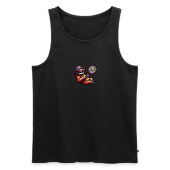 Conception de joueur de tennis paresseux drôle - Débardeur bio Premium Homme - noir - Devant - AI Model Male 178 light (178cm)