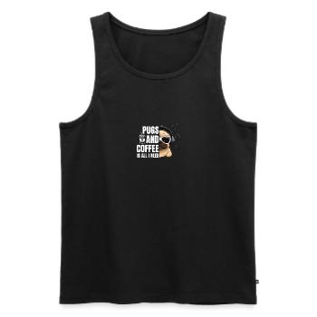 Cool Headphones Pug & Coffee Design - Men's Premium Organic Tank Top - black - Front - AI Model Male 178 light (178cm)