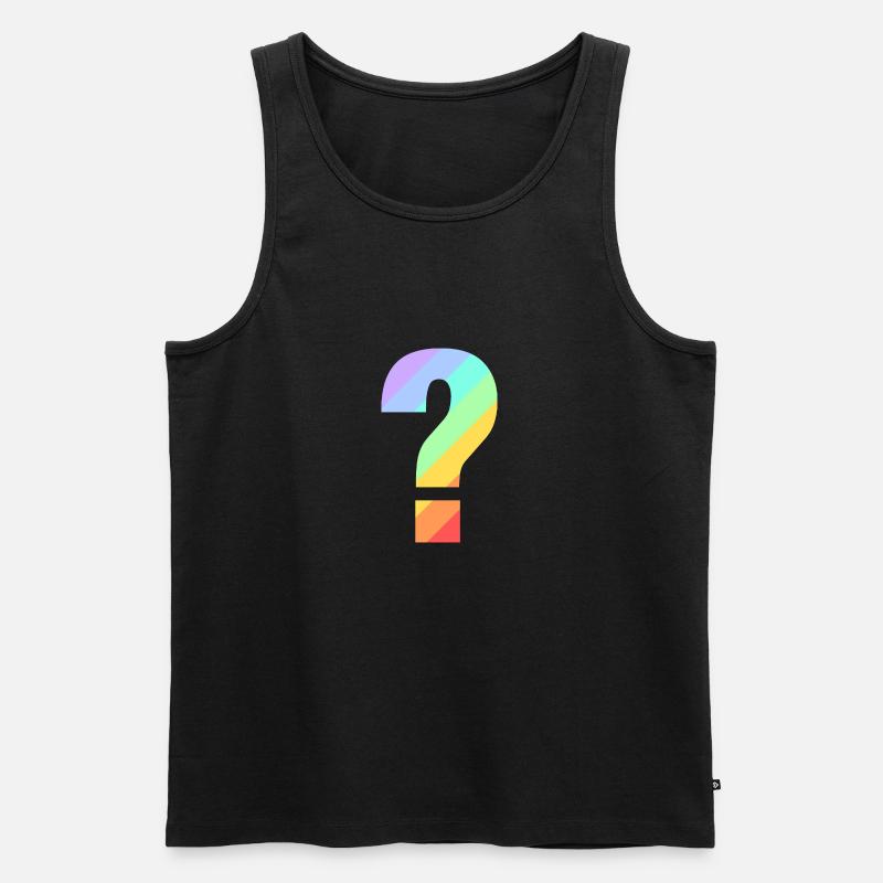 Regenbogen Fragezeichen - Männer Premium Bio Tank Top - Schwarz