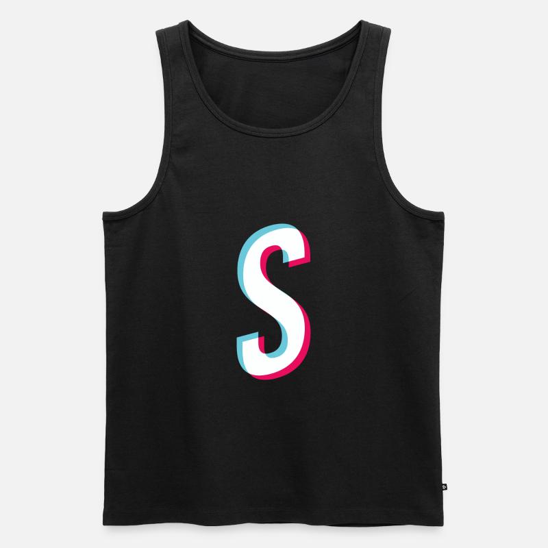S - Buchstabe S - Männer Premium Bio Tank Top - Schwarz