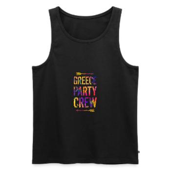 Greece Party Crew Spruch - Männer Premium Bio Tank Top - Schwarz - Vorne - Michal (187cm)