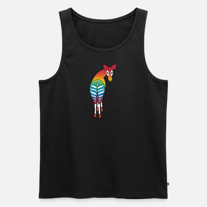 Regenbogen Okapi - Männer Premium Bio Tank Top - Schwarz