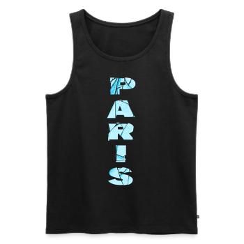 Paris France City Font Skyline Accueil - Débardeur bio Premium Homme - noir - Devant - AI Model Male 178 light (178cm)