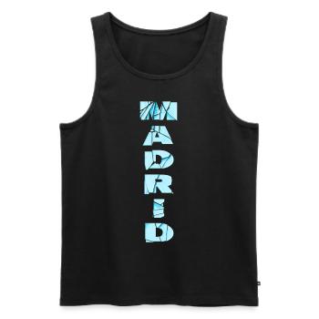 Madrid Espagne City Font Skyline Accueil - Débardeur bio Premium Homme - noir - Devant - AI Model Male 178 light (178cm)