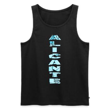 Alicante Espagne City Font Skyline Accueil - Débardeur bio Premium Homme - noir - Devant - AI Model Male 178 light (178cm)