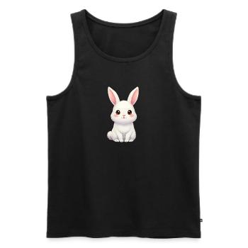 Weißer Hase mit rosa Ohren - Männer Premium Bio Tank Top - Schwarz - Vorne - AI Model Male 178 light (178cm)