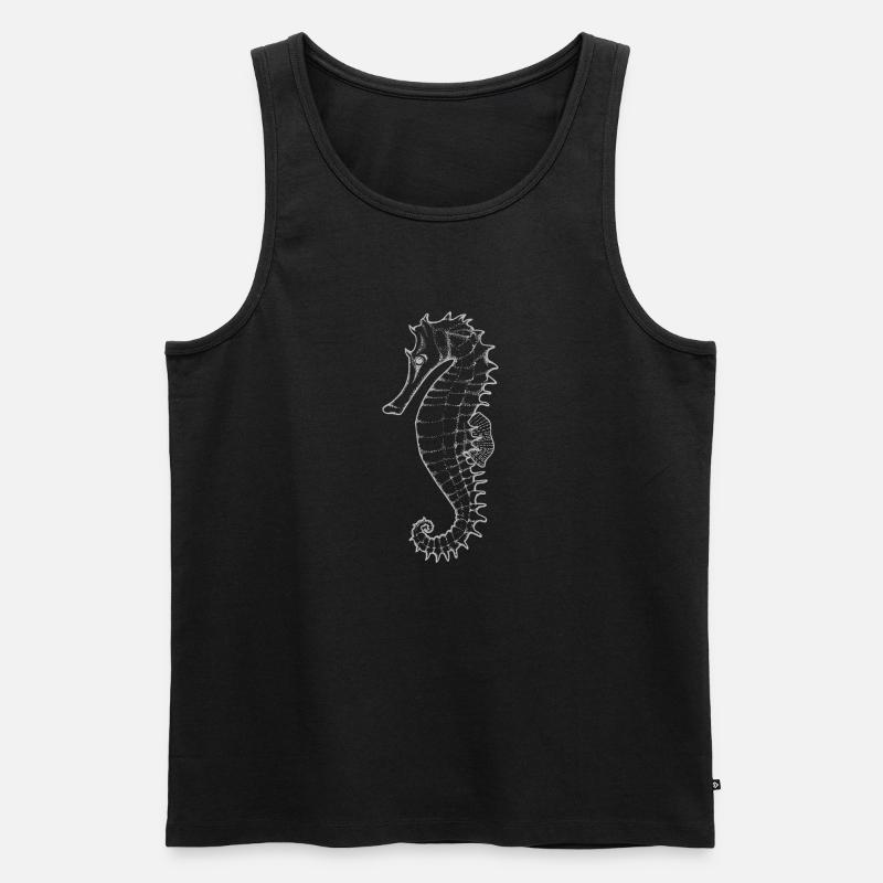 Seepferd - gezeichnet - Männer Premium Bio Tank Top - Schwarz