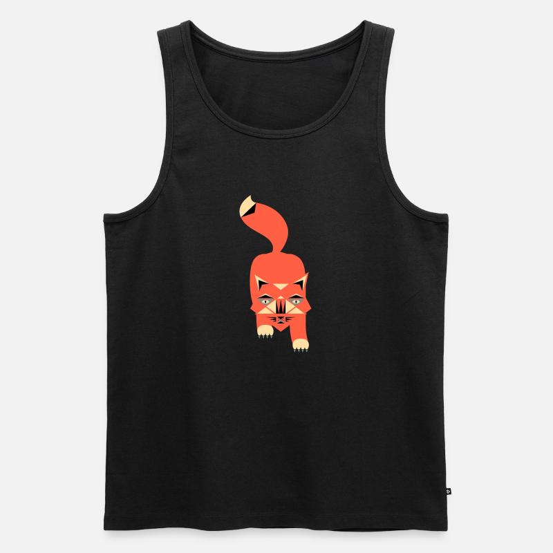 Cat Geometric Style - Männer Premium Bio Tank Top - Schwarz