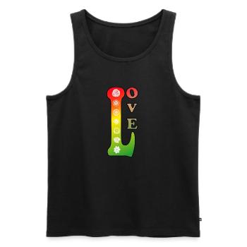 Love Flower Power 70th Retro - Männer Premium Bio Tank Top - Schwarz - Vorne - Michal (187cm)