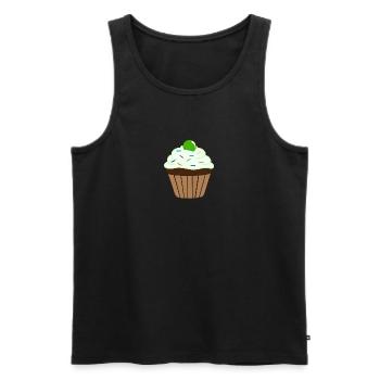 Cupcake à la cerise cocktail verte - Débardeur bio Premium Homme - noir - Devant - AI Model Male 178 light (178cm)