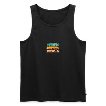 Retro London Paris Rome Sight Europe Traveler Gift - Men's Premium Organic Tank Top - black - Front - Michal (187cm)