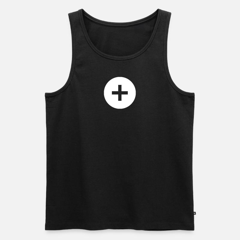Plus | Symbol | Weiß | Geschenkidee - Männer Premium Bio Tank Top - Schwarz